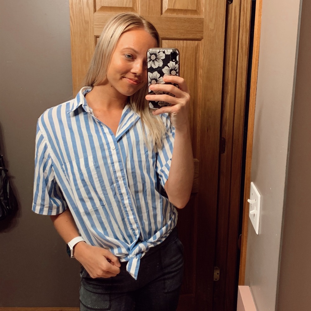 Blue & White Striped Button Down